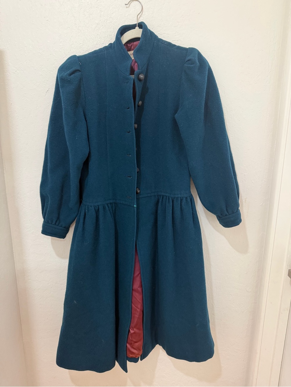 Women's Teal Wool Coat - Classic Long Jacket